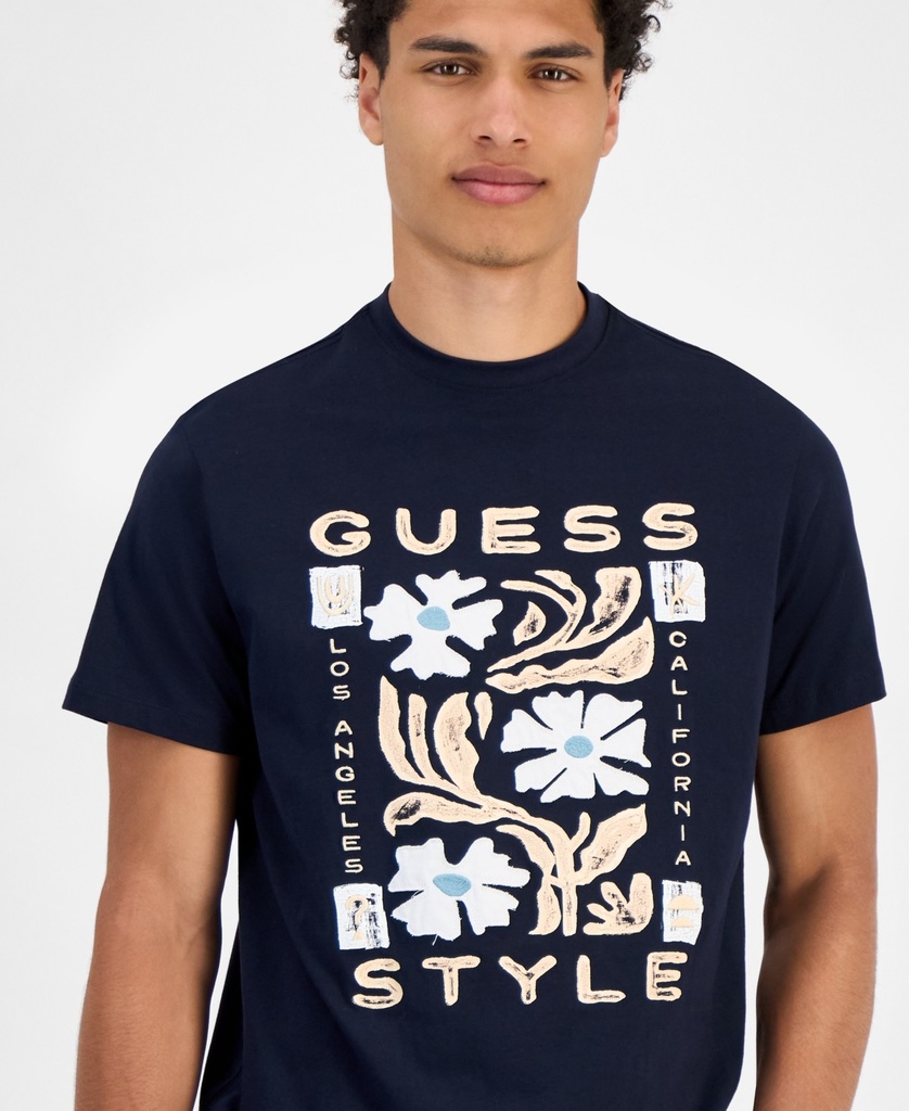 Guess Men's Guess Style Logo Graphic T-Shirt - Smart Blue