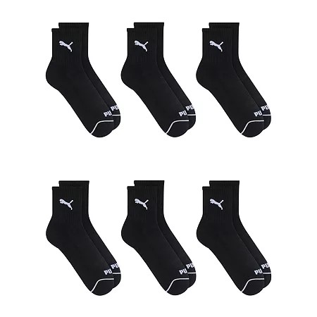 Puma Mens 6 Pk 1/2 Terry High Quarter Crew Sportstyle Socks