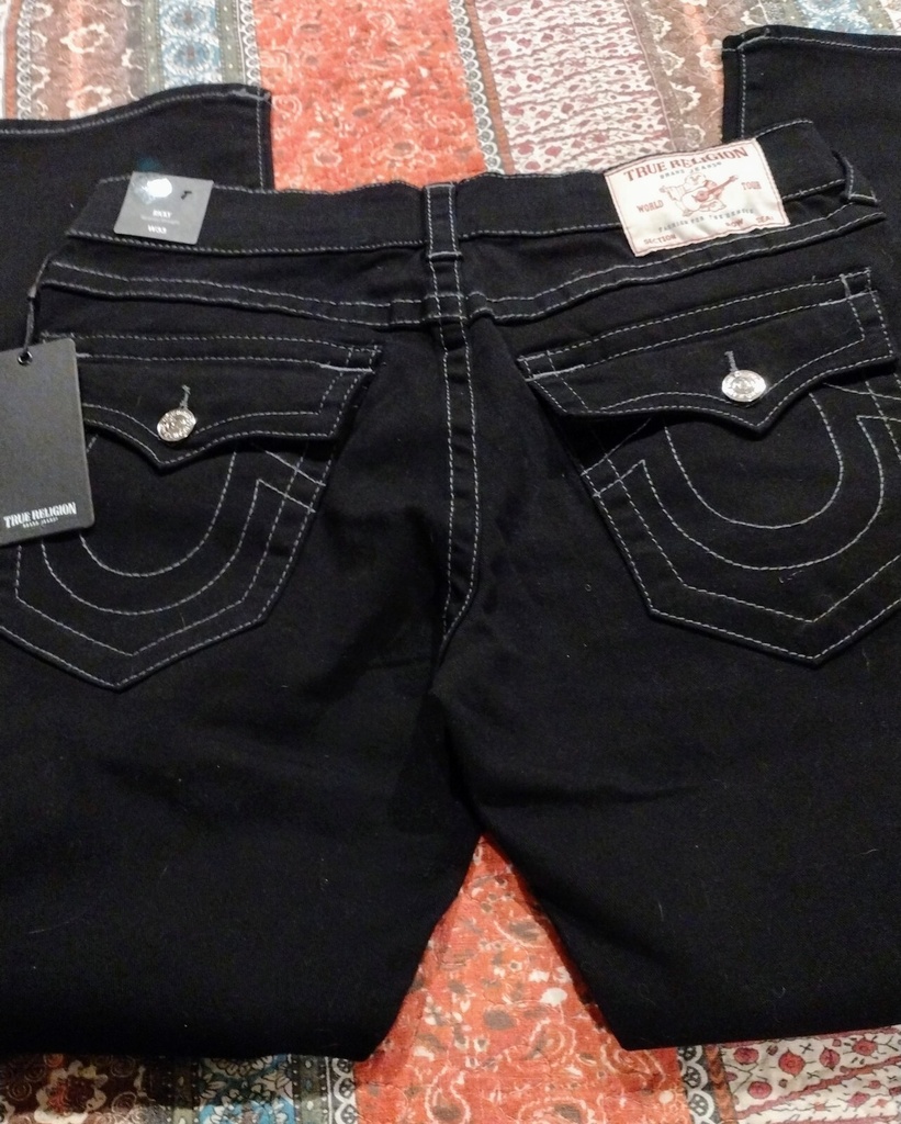 True Religion Men Jeans 3632 Black Stretch Ricky Relaxed Straight NWT $159
