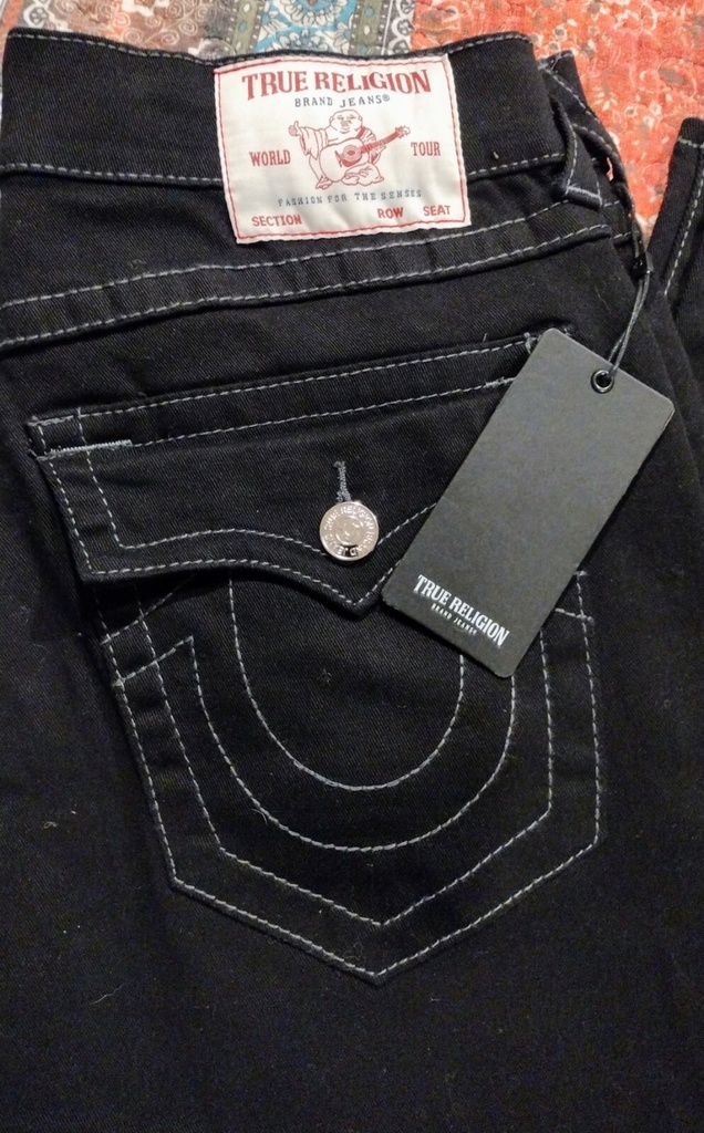 True Religion Men Jeans 3632 Black Stretch Ricky Relaxed Straight NWT $159