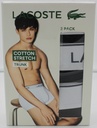 Lacoste Logo Underwear Mens XL 3-Pack Stretch Trunks Boxers Black White 38 42 in