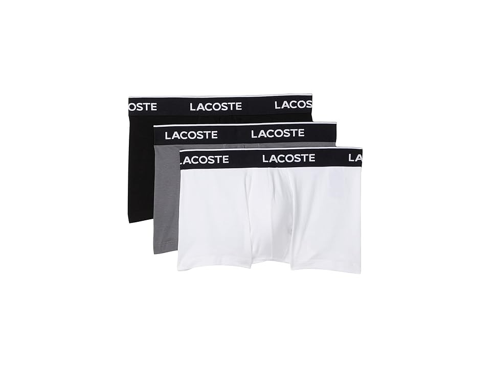 Lacoste 3-pack Stretch Cotton Trunks Men's Underwear Black/White/Lead Grey : L (EUR 6), Cotton/Elastane