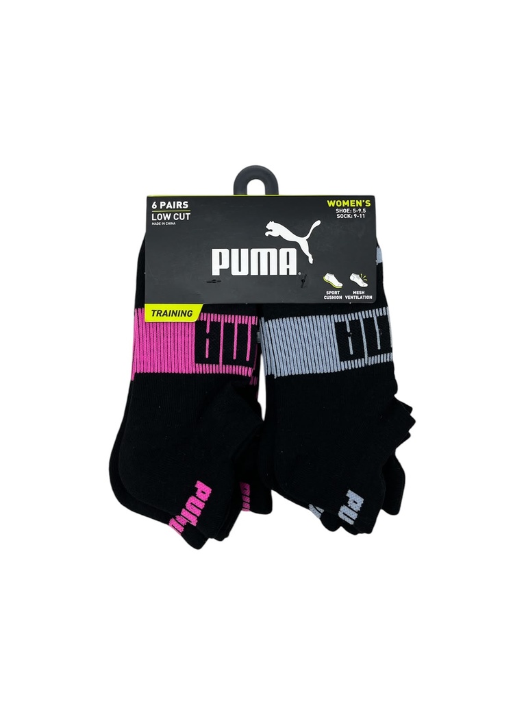 calcetines puma de mujer rosa y azul 6 pack