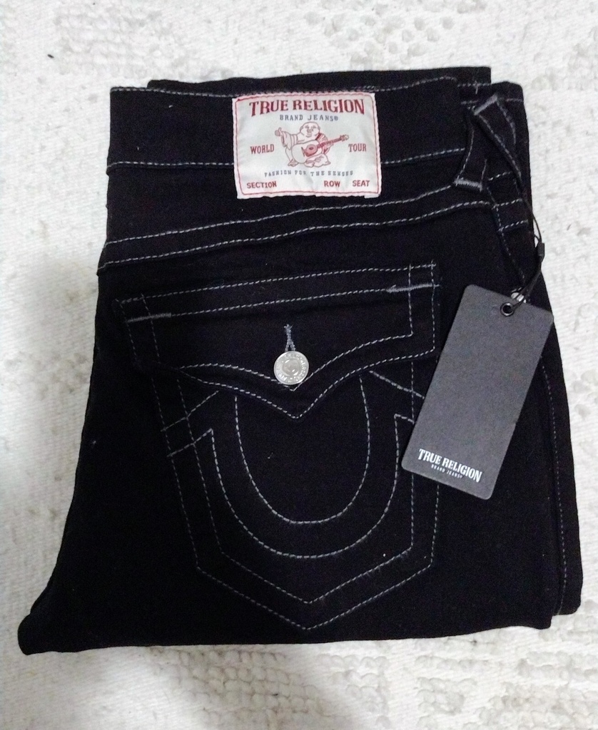 Pantalon True Religion Men Jeans 36x32 Black Stretch Ricky Relaxed Straight