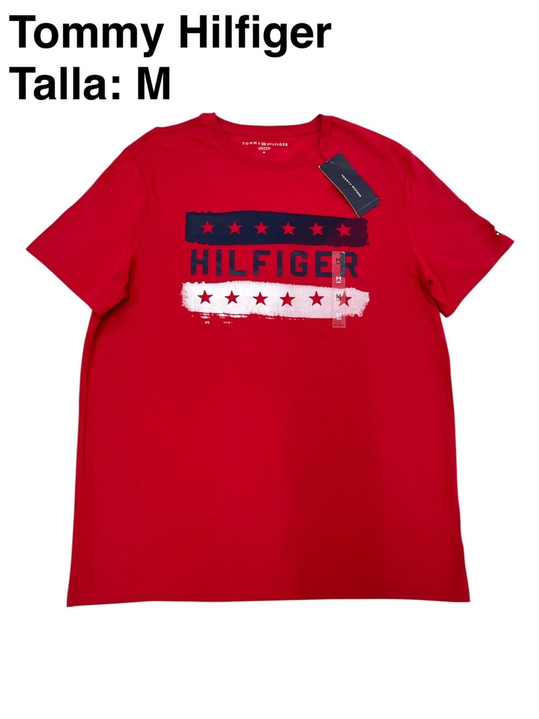 Playera Tommy Hilfiger roja con un gráfico de logotipo estampado talla m