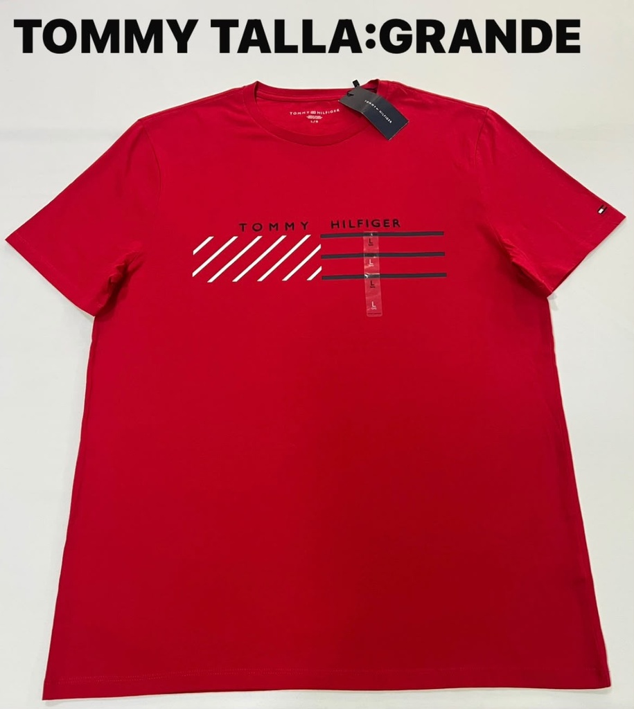 Playera Tommy Hilfiger roja de cuello redondo talla L