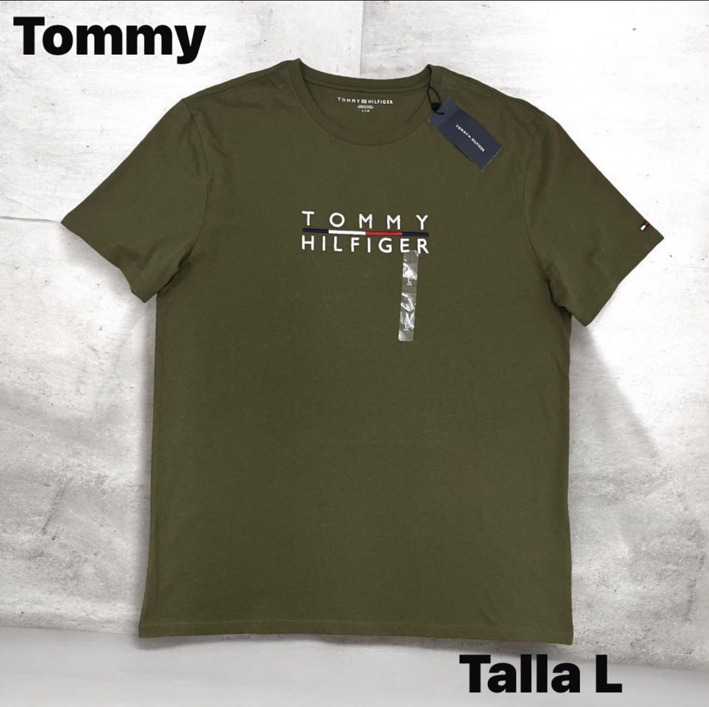 Playera Tommy Hilfiger verde oliva talla L