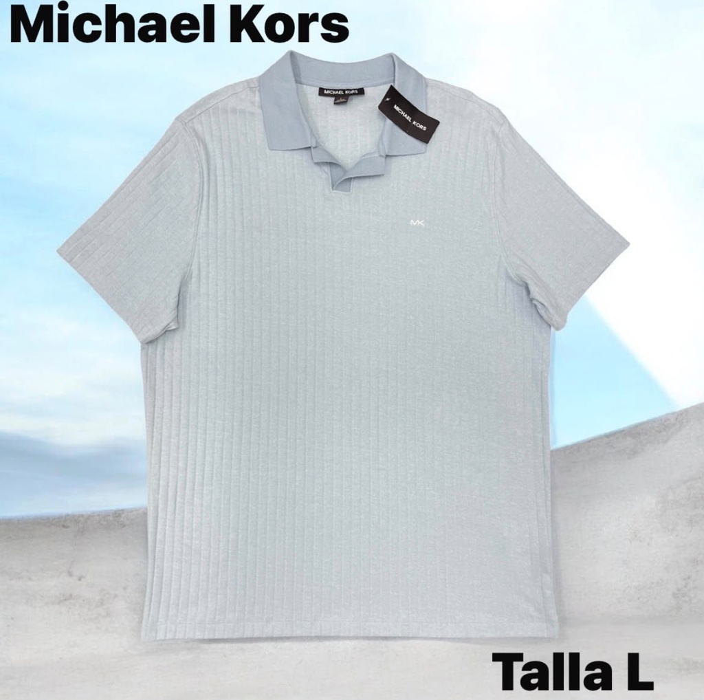 Playera Michael Kors azul claro con logo bordado talla L