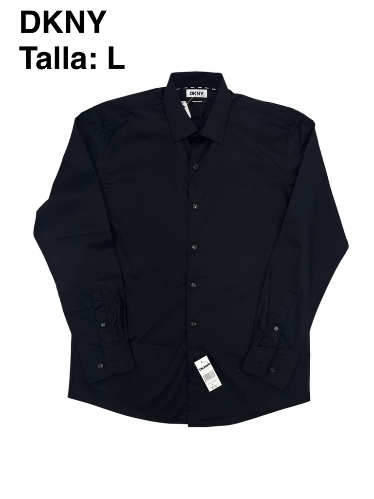 Camisa DKNY negra de vestir de manga larga talla L
