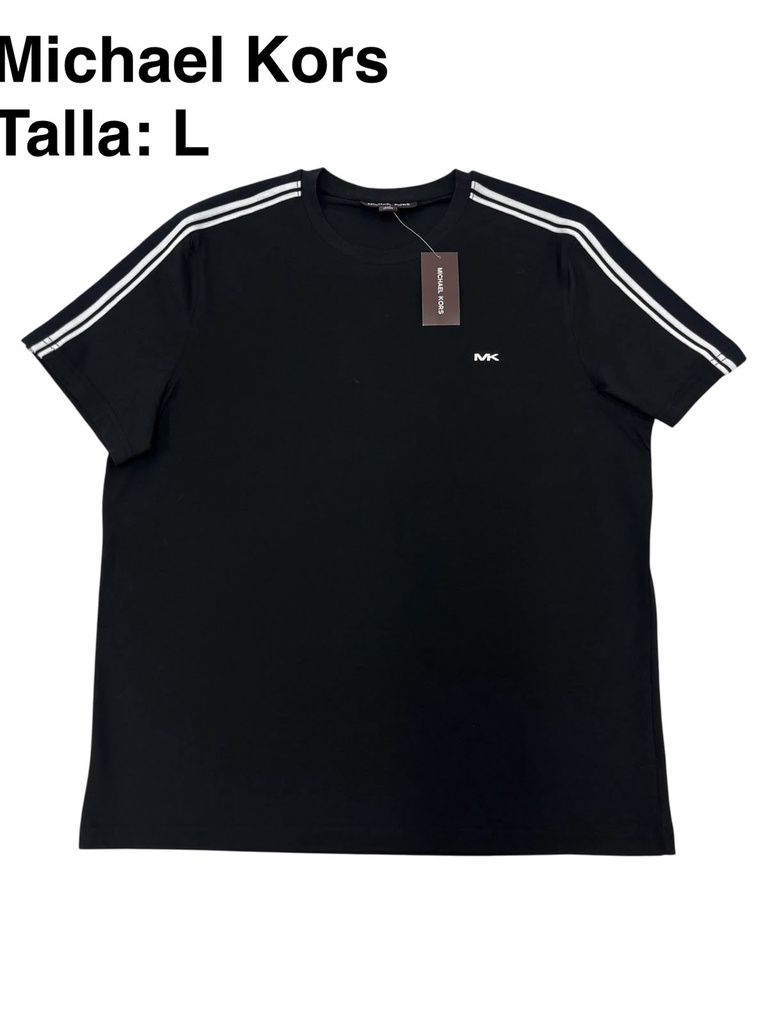 Playera Michael Kors negra cuenta con un logotipo MK bordado en el pecho talla L