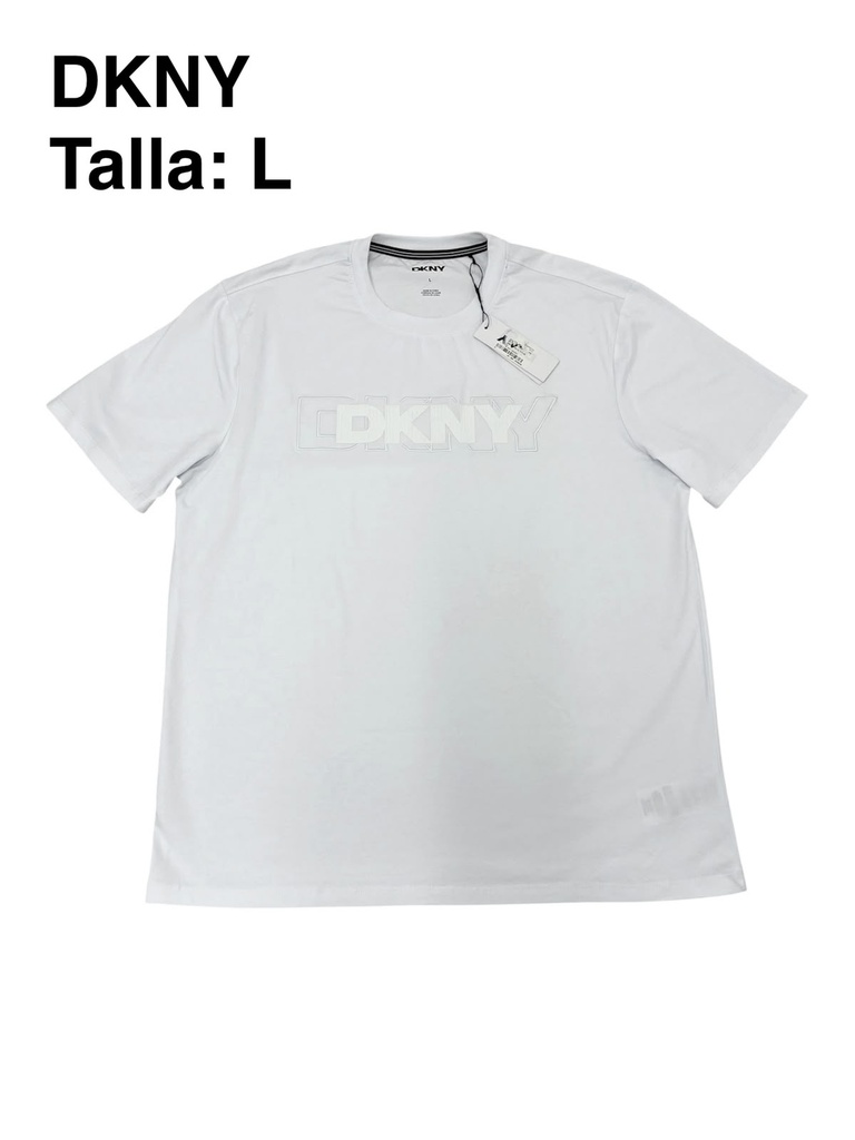 Playera DKNY blanca con logo frontal talla L