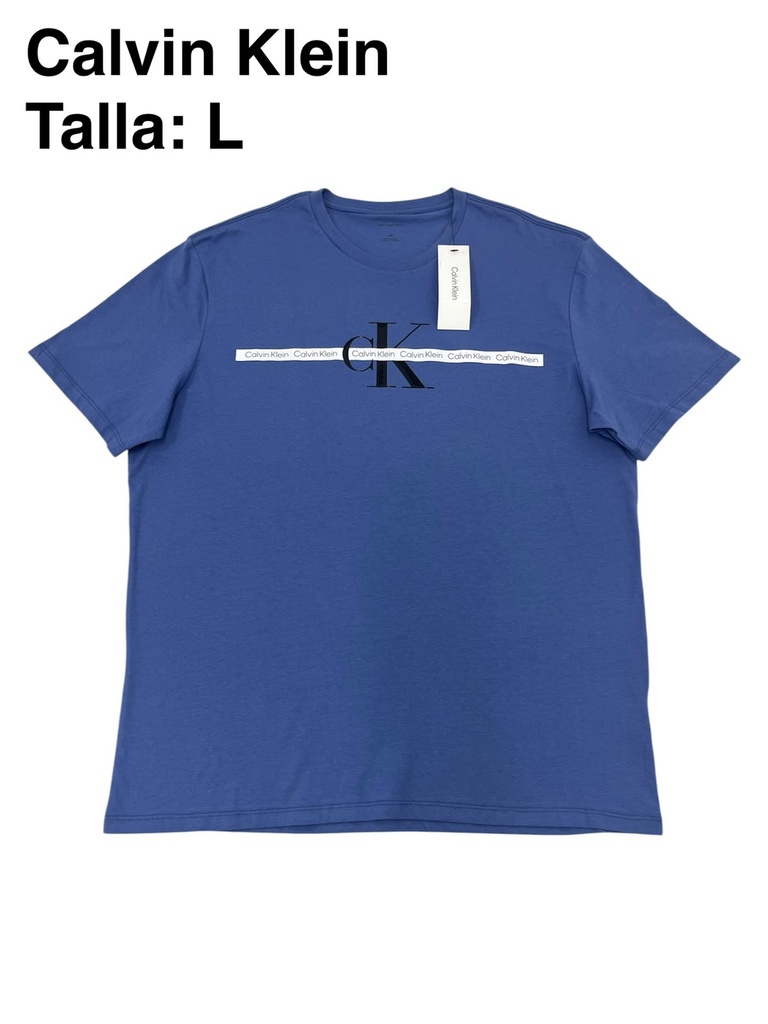 Playera Calvin Klein azul con estampado gráfico con el logo en el pecho talla L