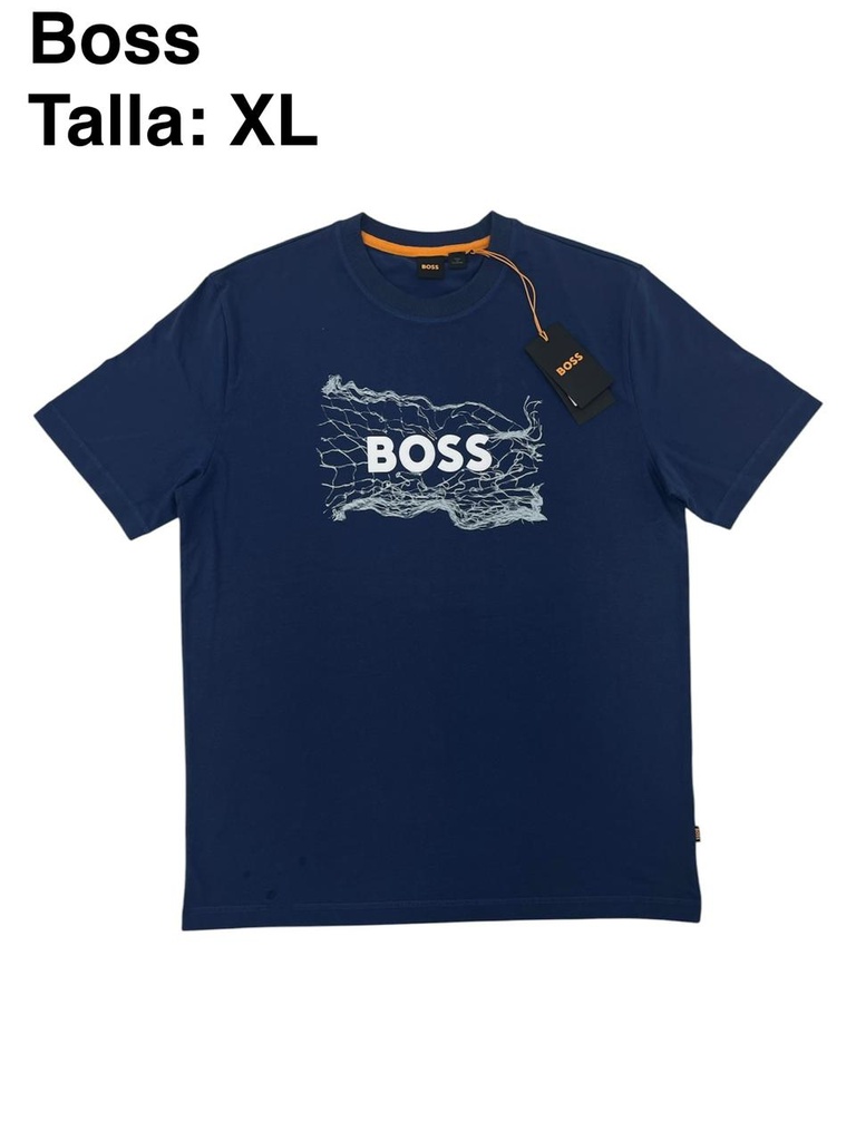 Playera Boss negra con estampado en el pecho