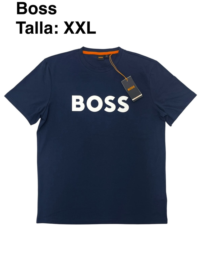 Playera BOSS azul marino con logotipo frontal blanco talla xxl