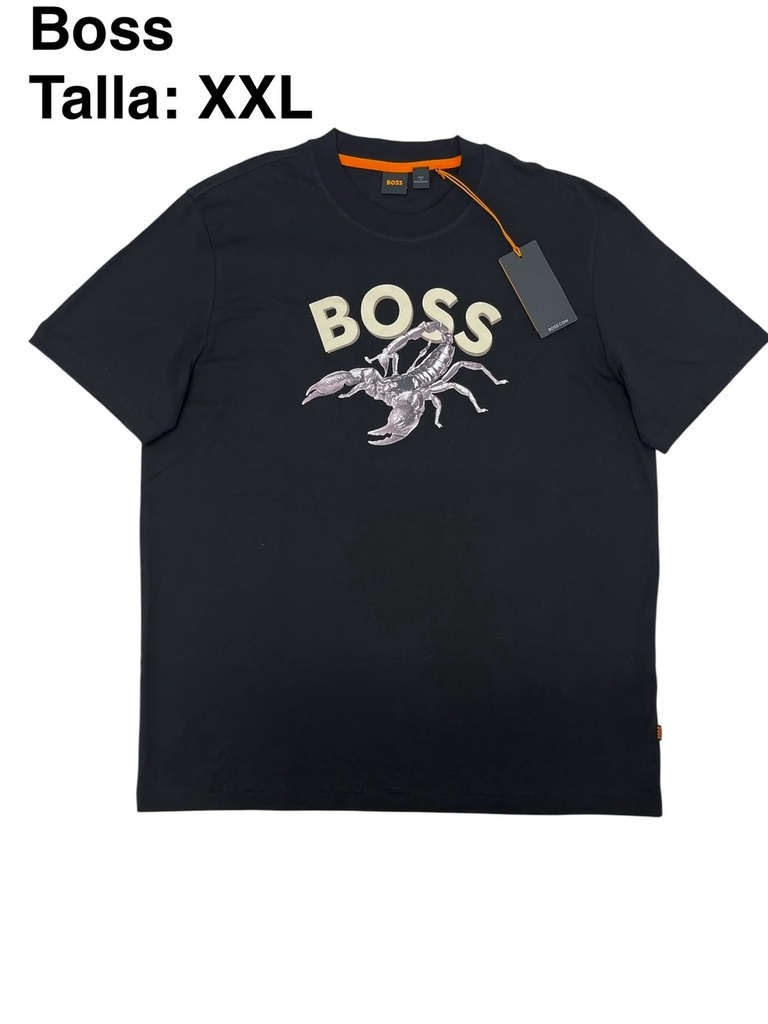Playera BOSS negra logotipo frontal talla xl