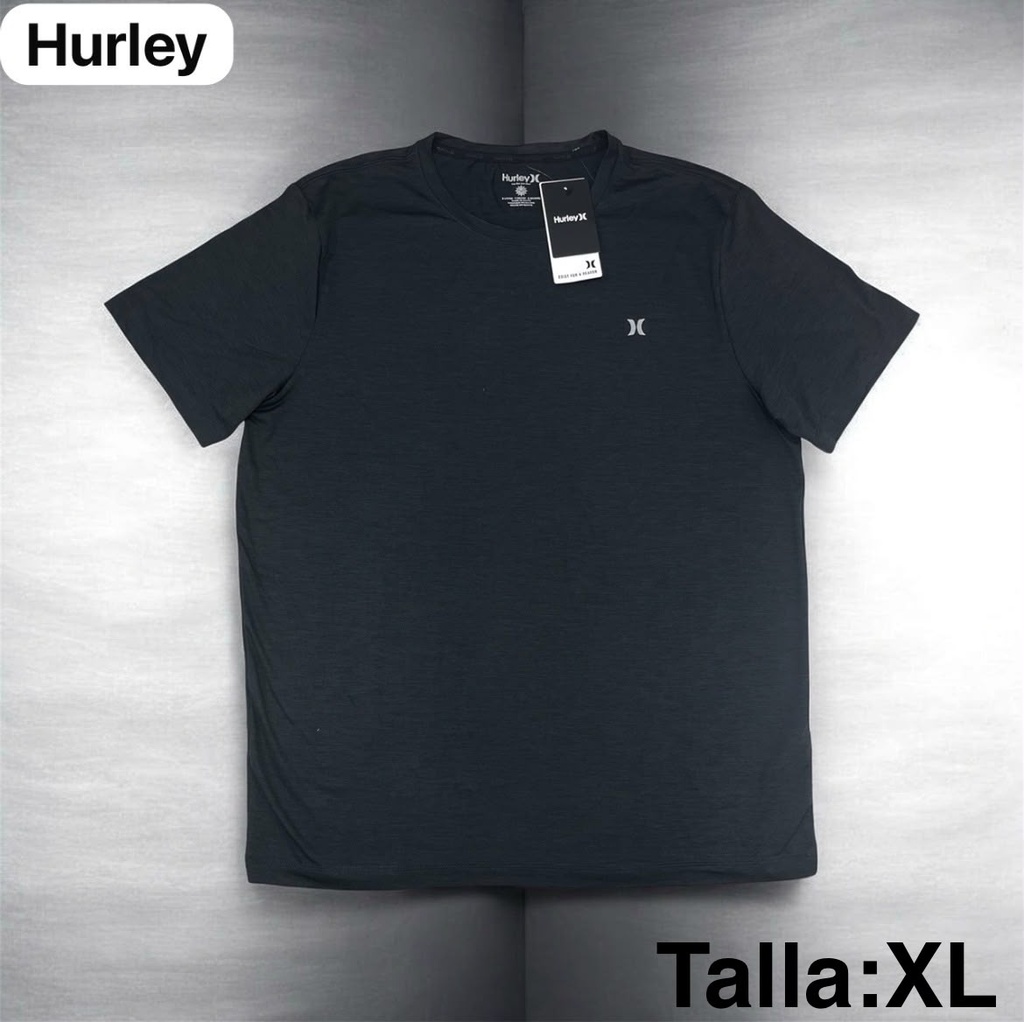 Playera Hurly color gris oscuro con logotipo en el pecho talla xl