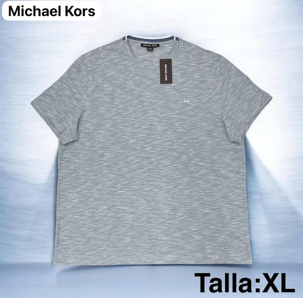 Playera Michael Kors gris con diseño jaspeadoy cuello redondo talla xl