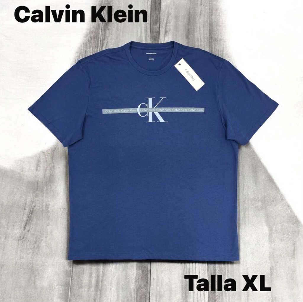 Playera Calvin Klein azul de cuello redondo talla xl