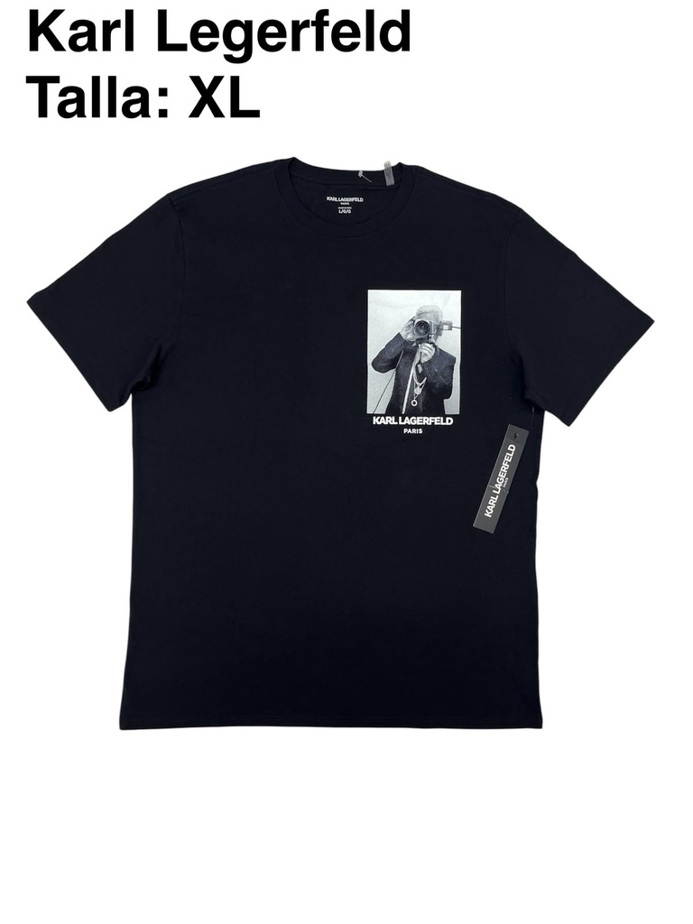 Playera Karl Lagerfeld negra de cuello redondo talla xl