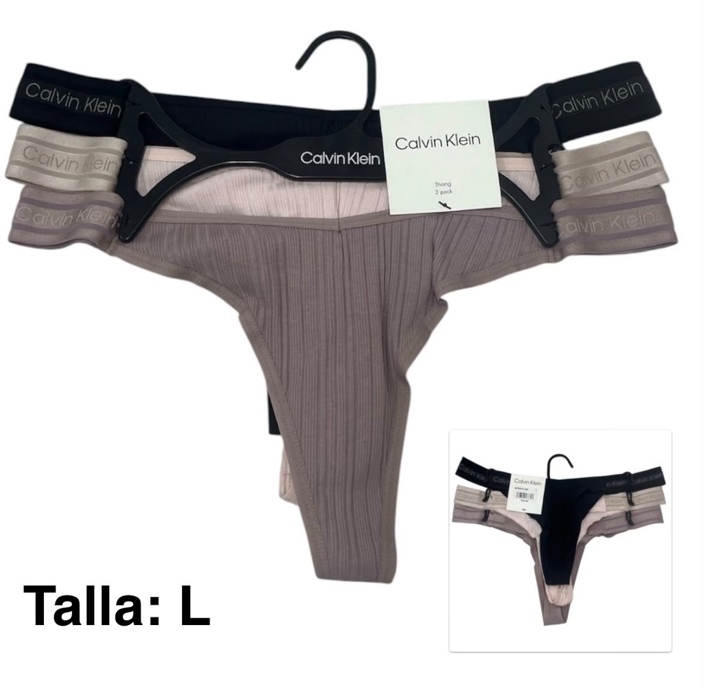 Tanga  de dama Calvin Klein  set de 3 piezas talla L