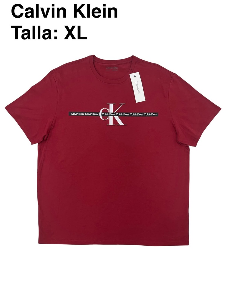 Playera Calvin Klein roja de cuello redondo talla xl