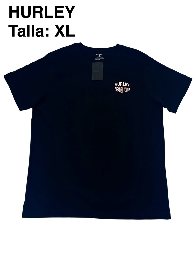 Playera HURLEY negra con logotipo impreso en el pecho talla xl