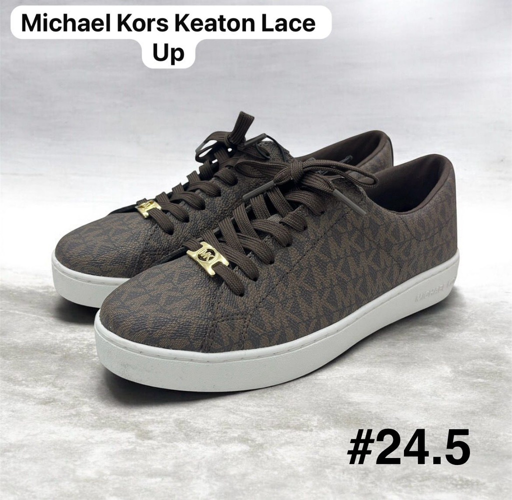 Tenis para dama Michael Kors Keaton Lace Up en color marrón con el logotipo estampado talla 24.5