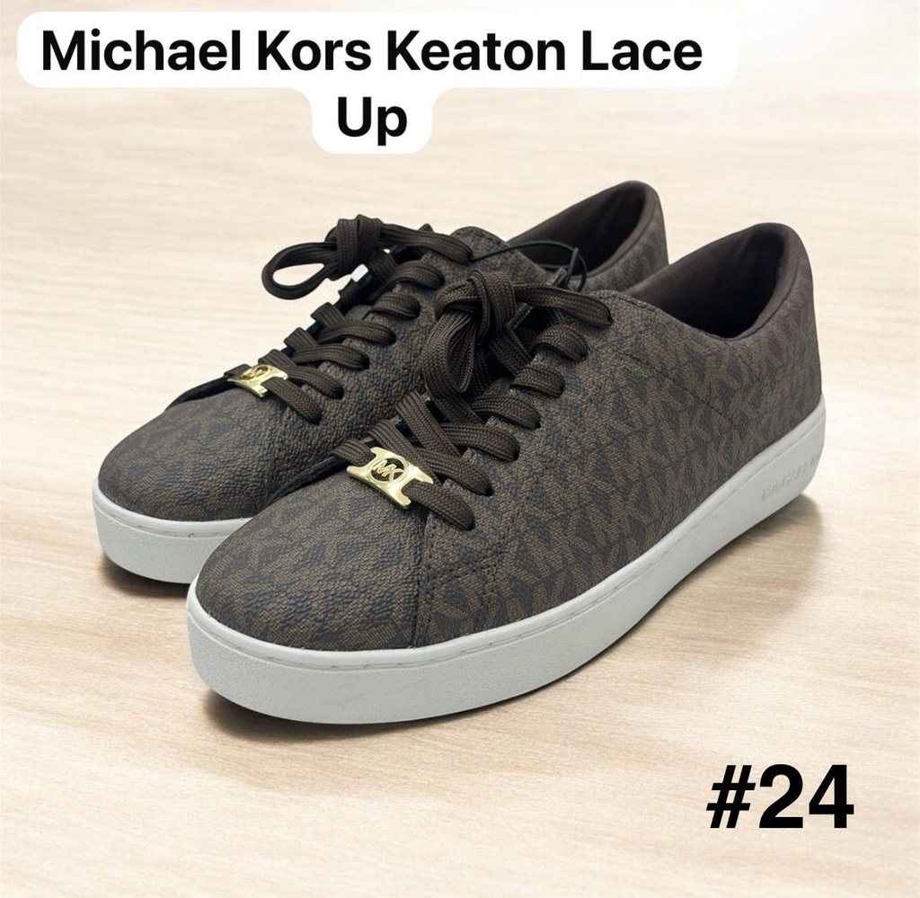 Tenis para dama Michael Kors Keaton lace Up  en color marón con el manogama estampado de la marca talla 24