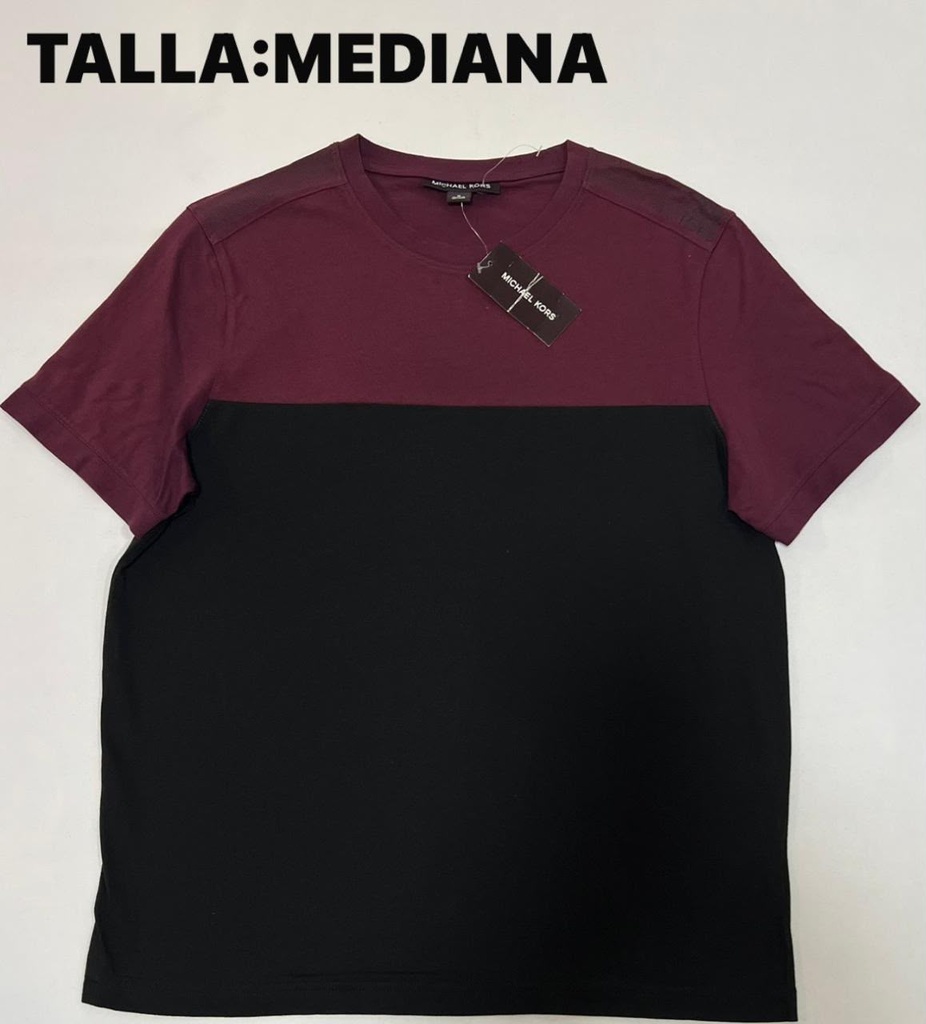 Playera MICHAEL KORS de diseño bitono en color vino y negro talla m