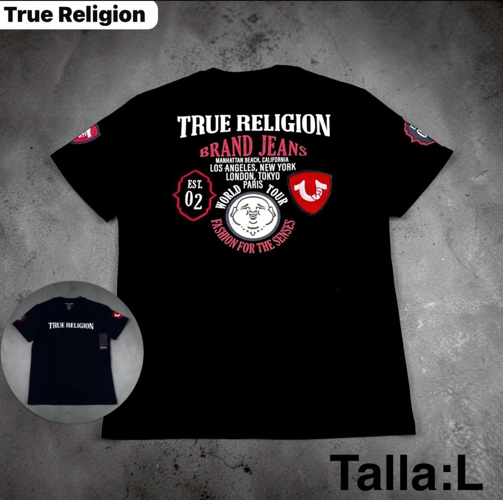 Playera True Religion con un llamativo estampado gráfico en la espalda talla L