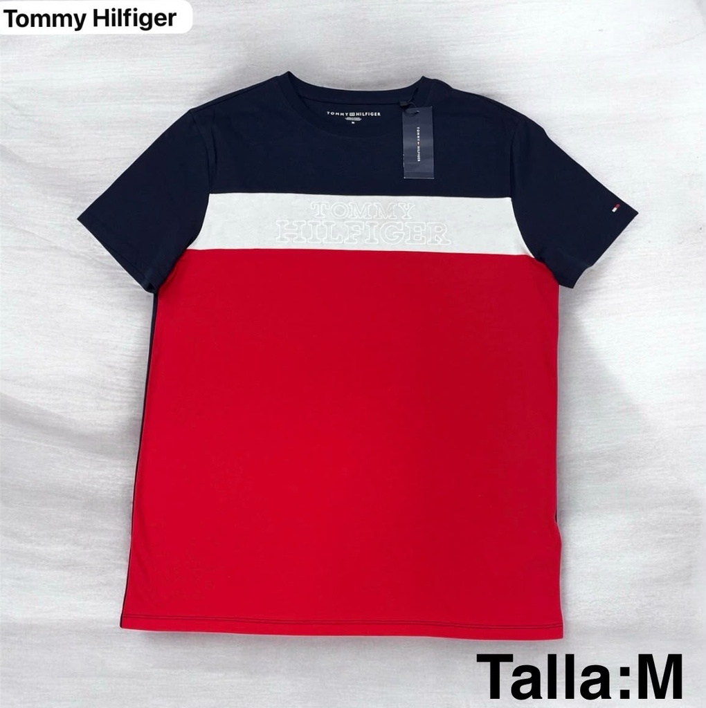 Playera Tommy Hilfiger tricolor rojo blanco y azul talla m