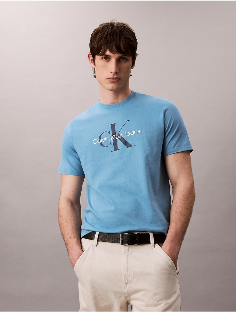 Calvin Klein Men's Monologo Tee - Blue - M