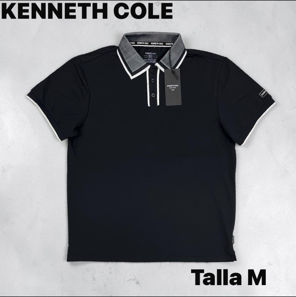 Playera tipo polo kenneth cole black logotipo en manga izquierda talla M