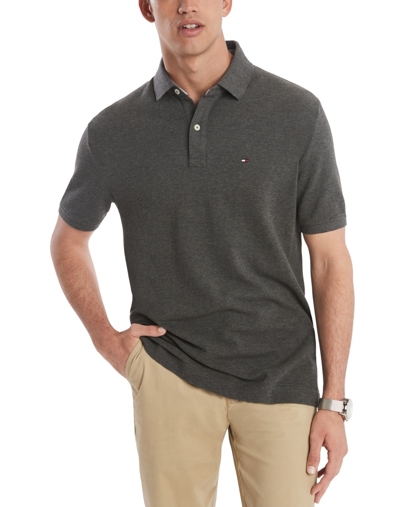 Tommy Hilfiger Men S Cotton Polo Shirt Size M Heather Gray Slim Fit