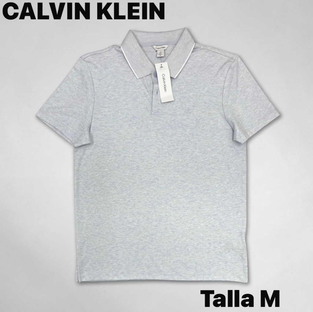 Playera tipo polo calvin klein azul claro talla M